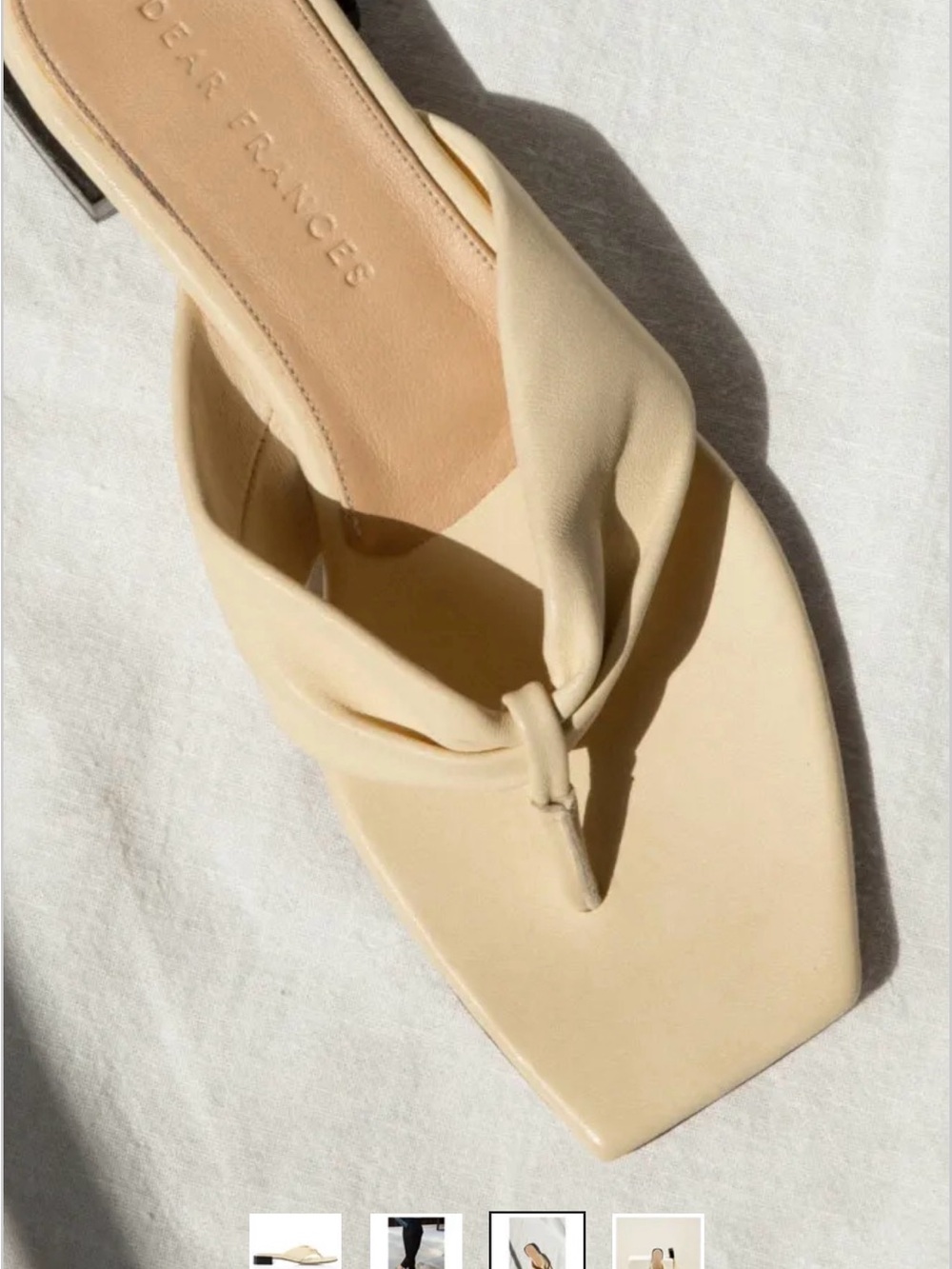 Dear Frances Cream Knotted Thong Square-Toe Sandal